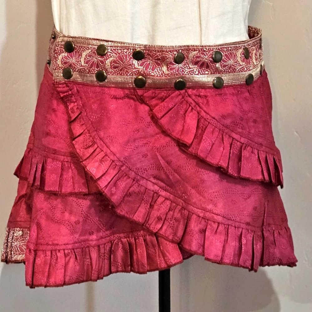 New Recycled Silk Sari Skirt Handmade in Rajasthan India